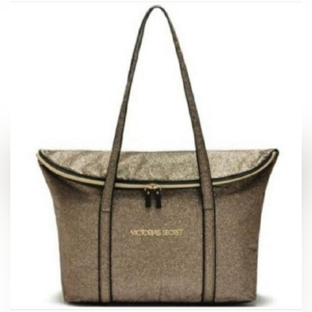 NWT Victoria's Secret gold glitter tote bag